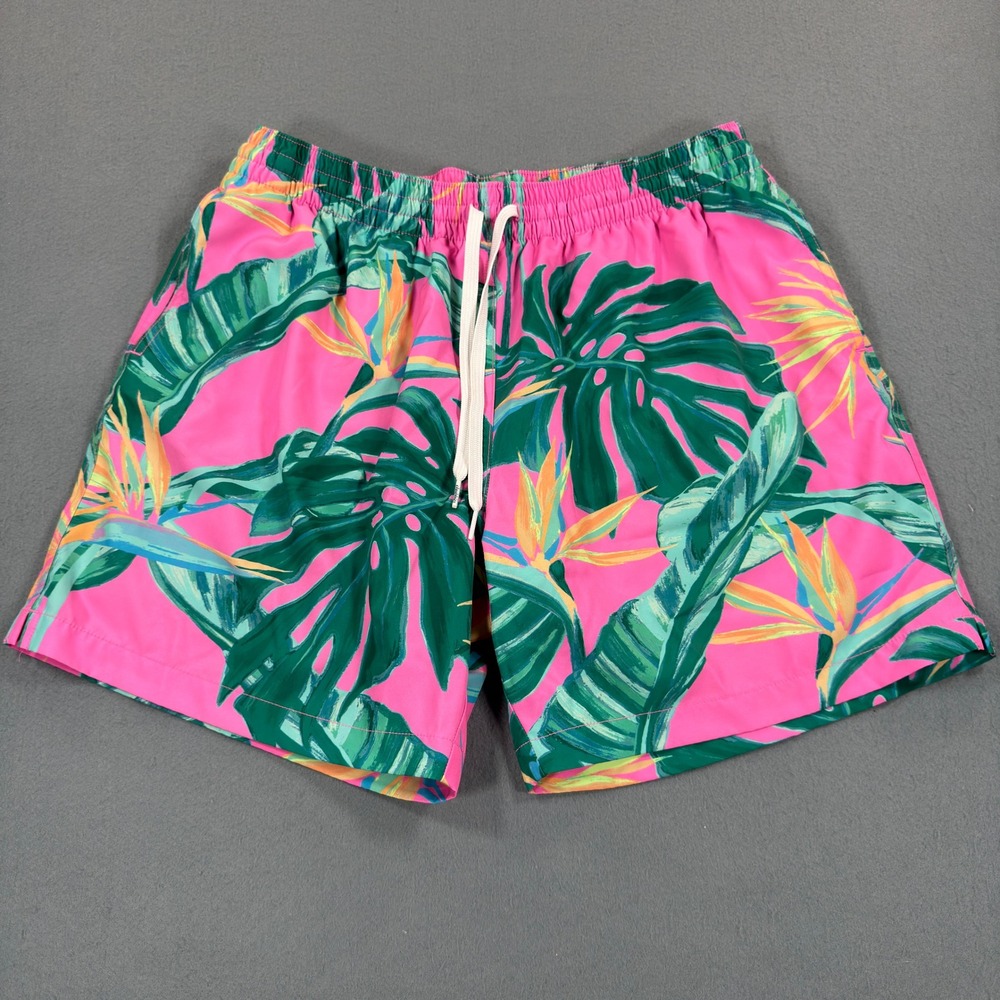 Chubbies Mens XL Pink Tropical Monstera Bird of Paradise Swim Trunks 5.5 Inseam